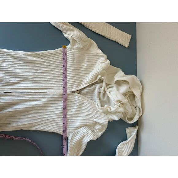 Garage white zip up knit hoodie womens XS cropped - Picture 6 of 6
